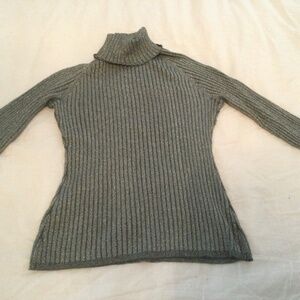 INC International Concept  Silver metallic turtleneck sweater L